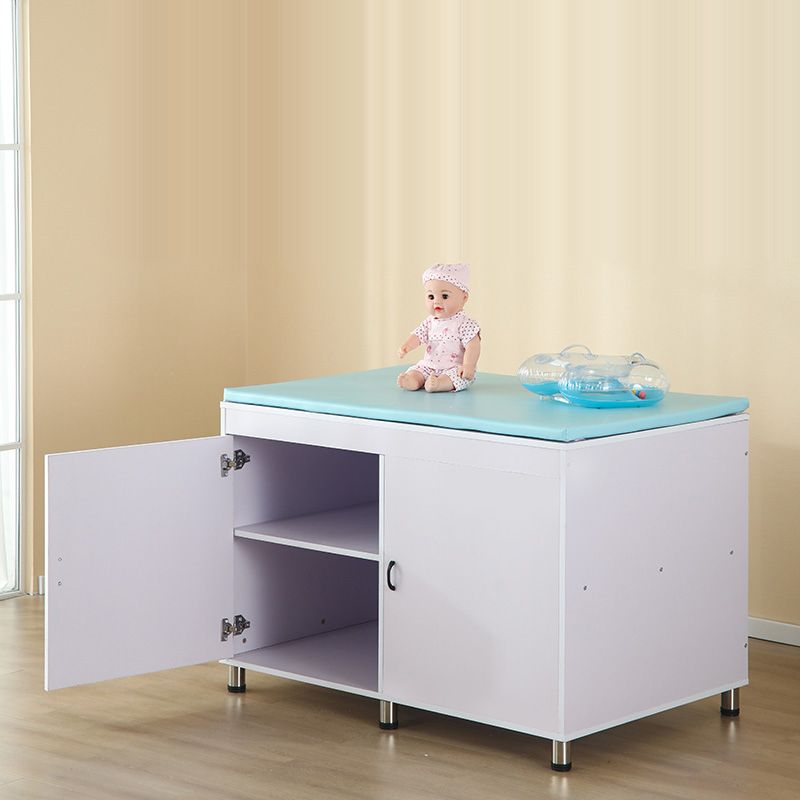 Modern Wooden Changing Table Dresser with Cabinet and Pad, 2-in-1 Changing Table