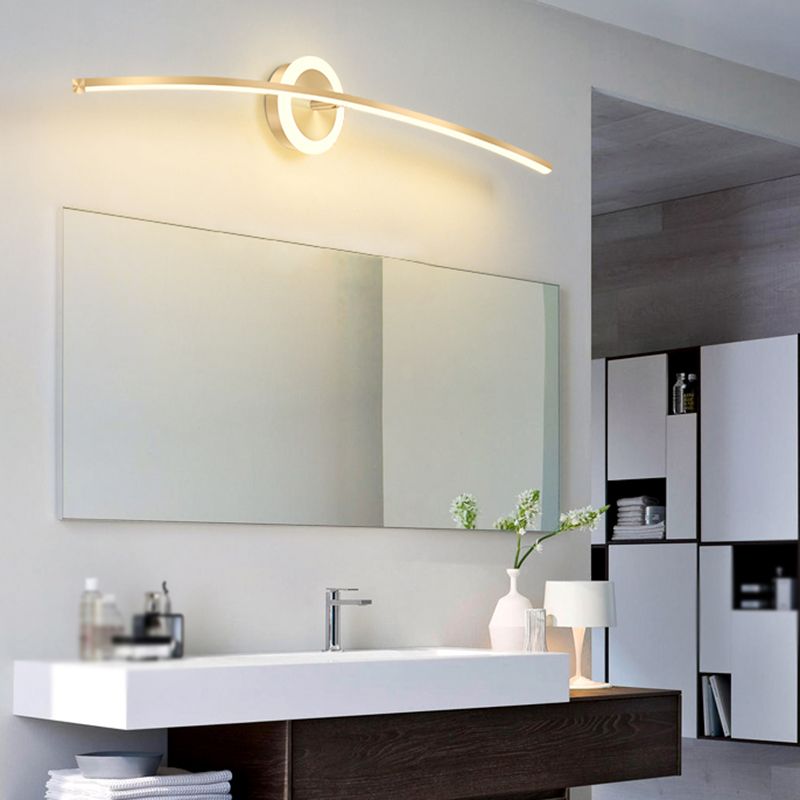 Iluminación de pared de forma lineal estilo moderno de metal 2 luz de luz de luz para baño de ducha