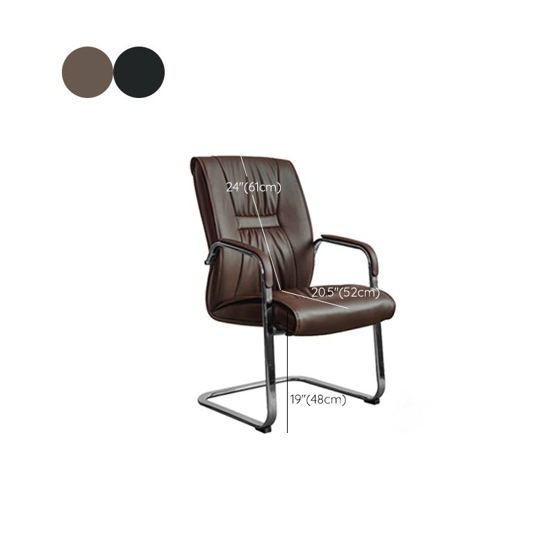 Contemporary Leather Task Chair Padded Arms Desk Chair for Office