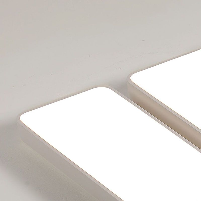 White 3-Light LED Flush Mount in Modern Minimalist Acrylic Rectangular Ceiling Light