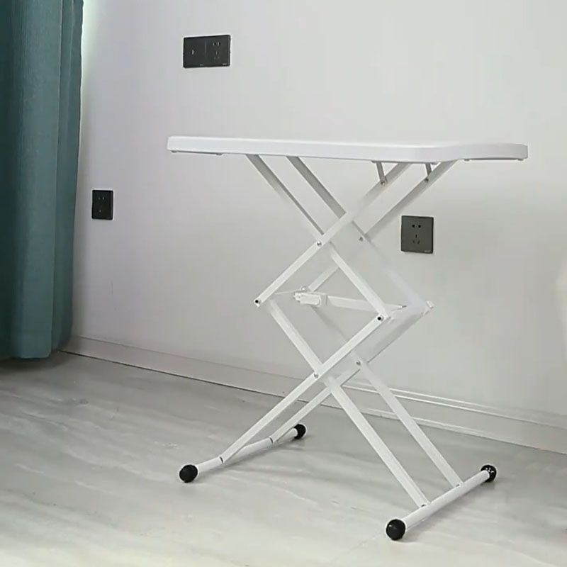 Rectangular Shaped Folding Office Desk with Metal Legs in White