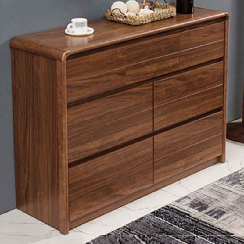 Wooden Brown Storage Chest Modern Style Storage Chest Dresser with Drawers