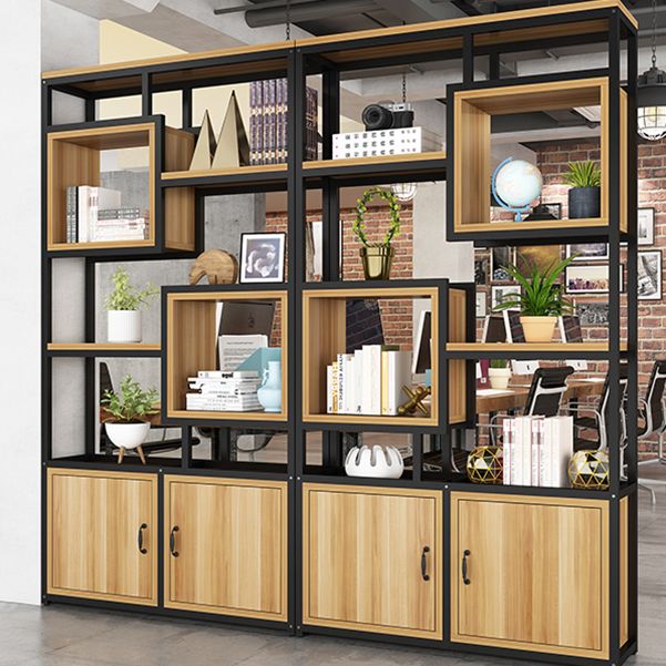 Metal and Wooden Open Shelf Bookcase Etagere Bookshelf for Study Room