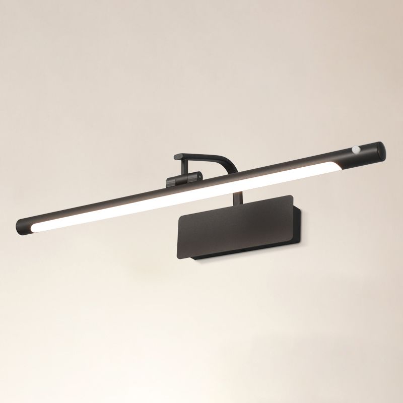 Modern Linear Wall Mount Light Fixture Induction Metal 1-Light Wall Lamp for Bathroom