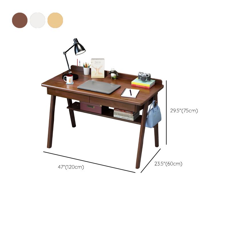 Solid Wood Writing Desk and Chair Kids Desk with Drawers and Shelf