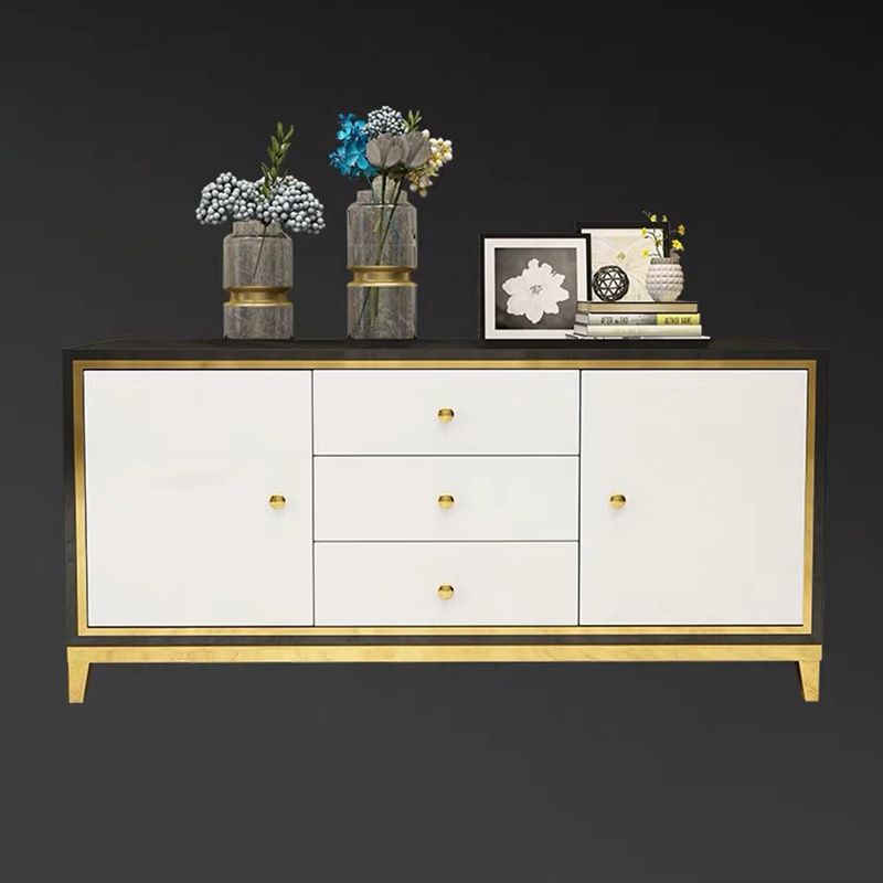 Glam Cabinets Mirrored Buffet 3 Drawers and 2 Doors Buffet Sideboard