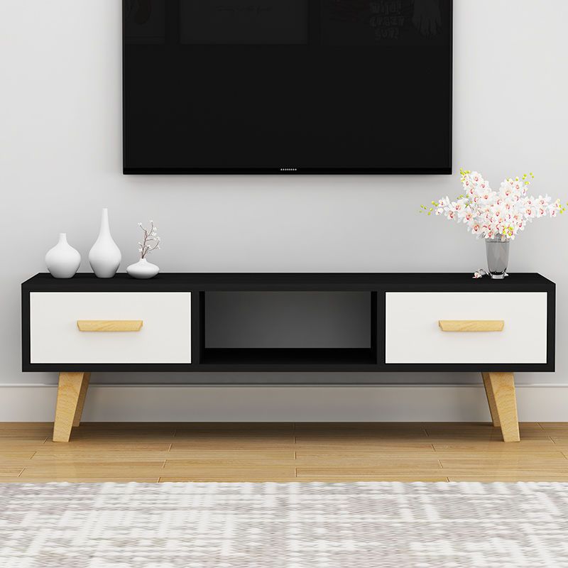 Scandinavian TV Media Stand with Drawers Wood TV Stand Console