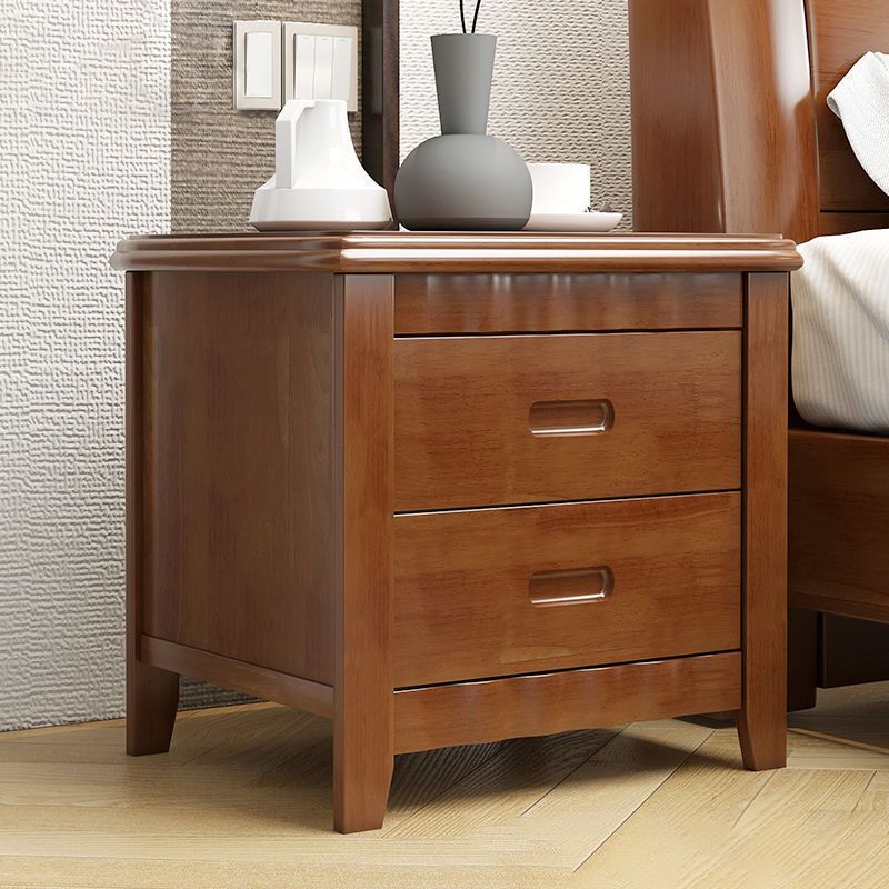 2 - Drawer Traditional Accent Table Nightstand Antique Finish Bed Nightstand