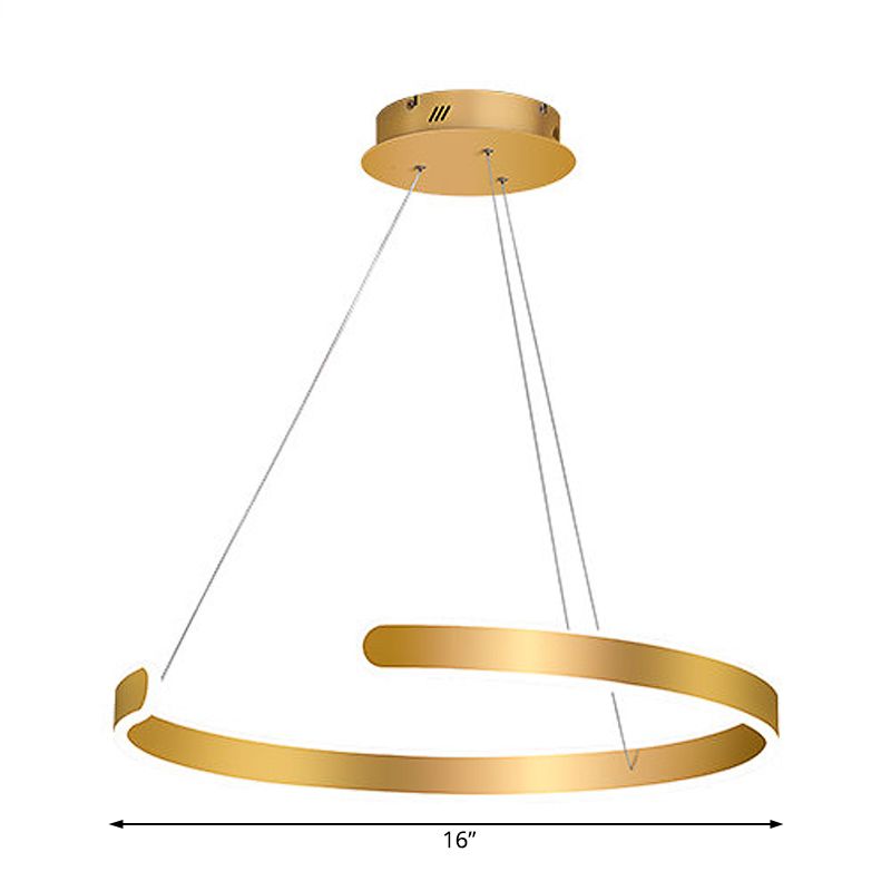 1/2/3 Lichten eetkamer kroonluchter met ring acryl schaduw moderne gouden led hangende lamp in wit/warm licht