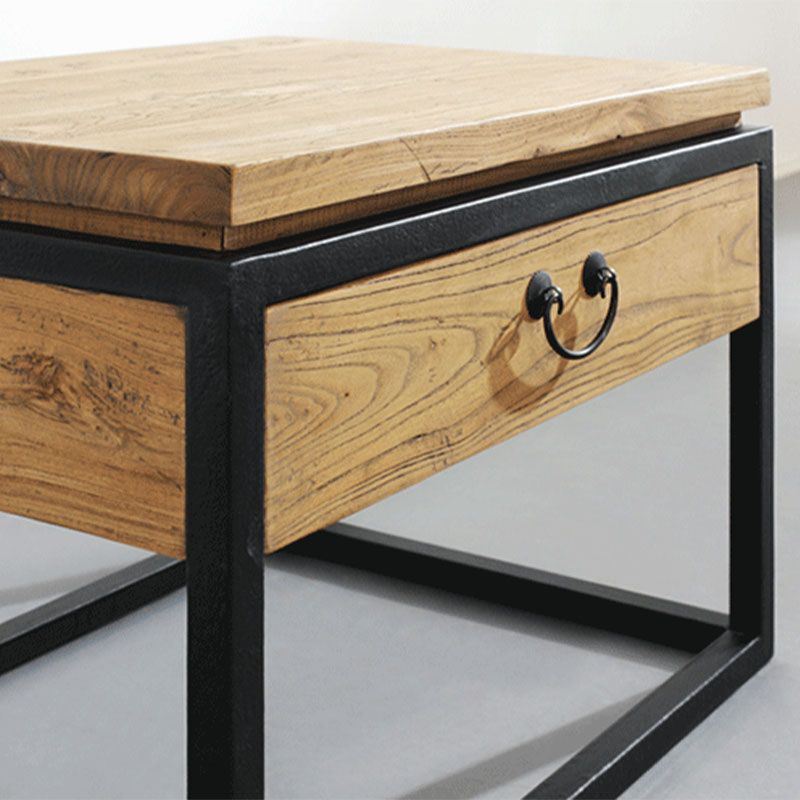 Industrial Pine Bed Nightstand Drawer Storage Night Table for Bedroom