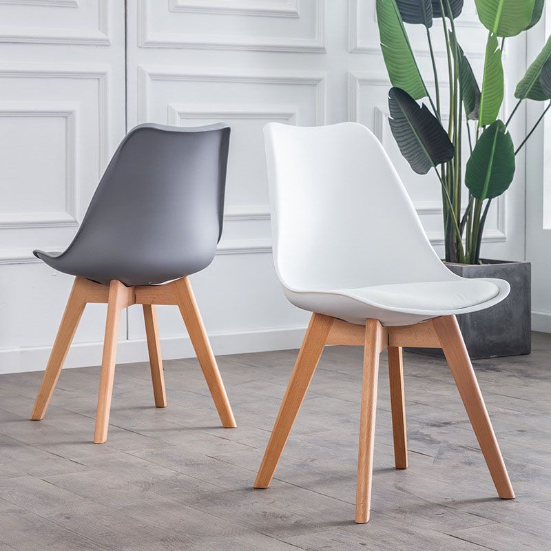 Contemporary Kitchen Chair Dining Armless Chairs with Wooden Legs