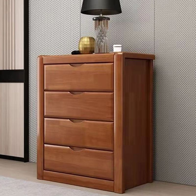 Modern 15.74" Wide Accent Chest Brown Rubberwood Chest with Drawers