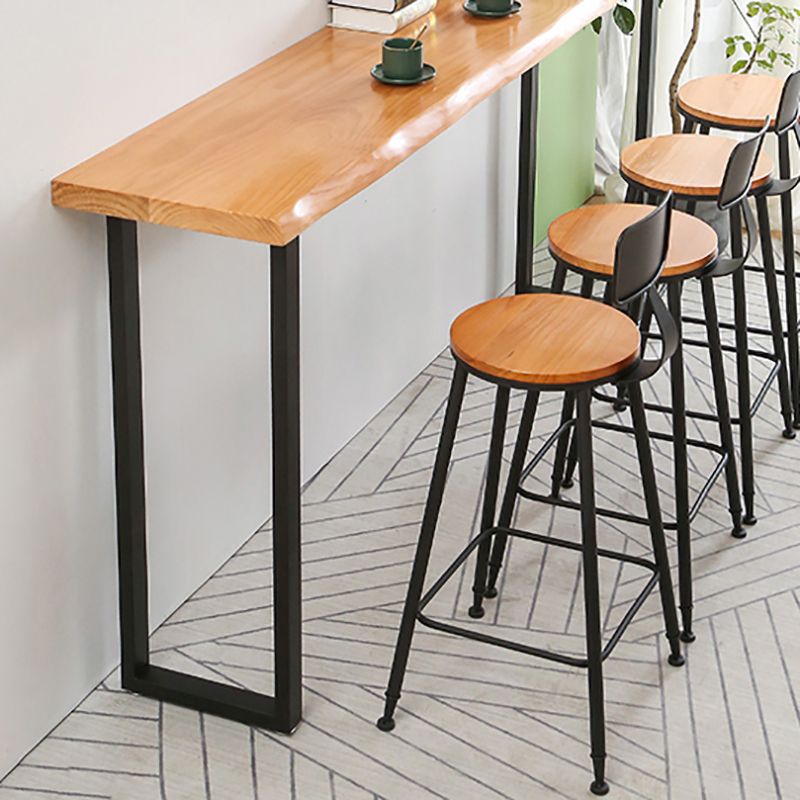 PIne Wood Bar Dining Table Modern Bar Table with Sled Base for Milk Tea Shop Kitchen