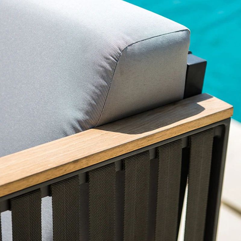 Industrial Outdoor Patio Sofa with White Sunbrella Fabric Cushions