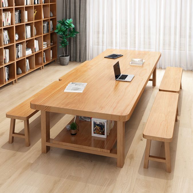 Solid Wood Writing Desk Contemporary Style Office Meeting Table