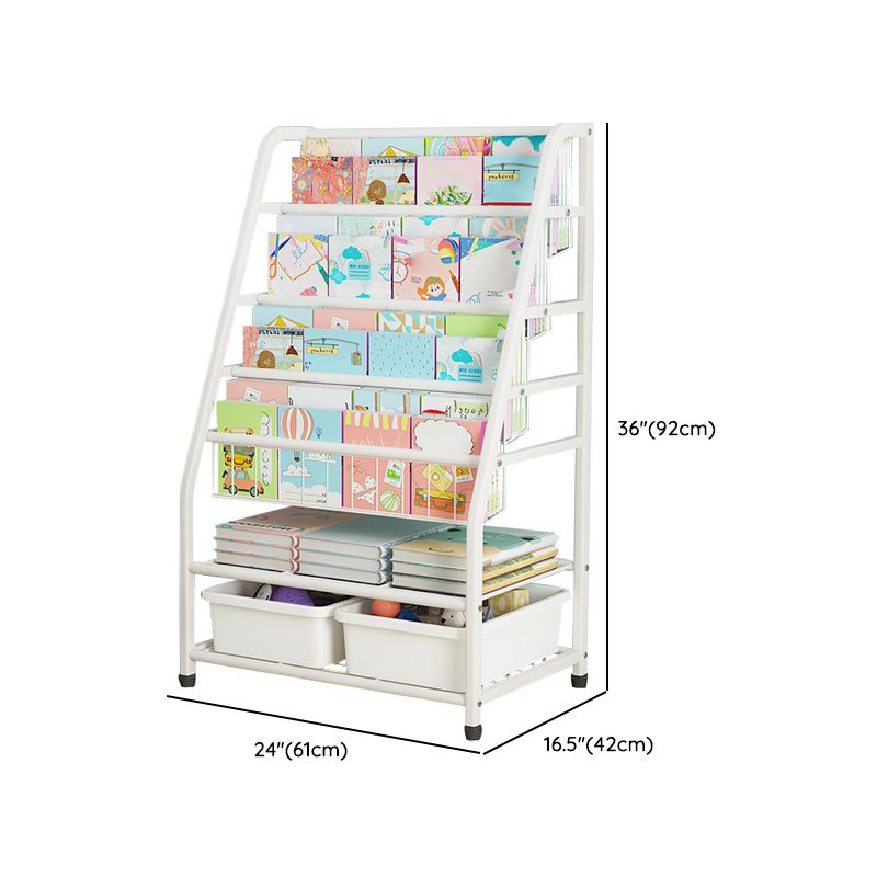 Scandinavian Metal Book Shelf Freestanding Book Display in White