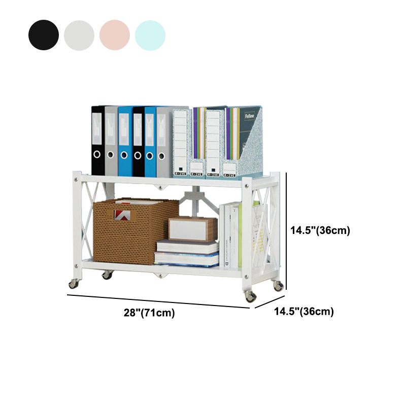 Foldable Bookshelf Scandinavian Style Bookcase for Home Office with Casters