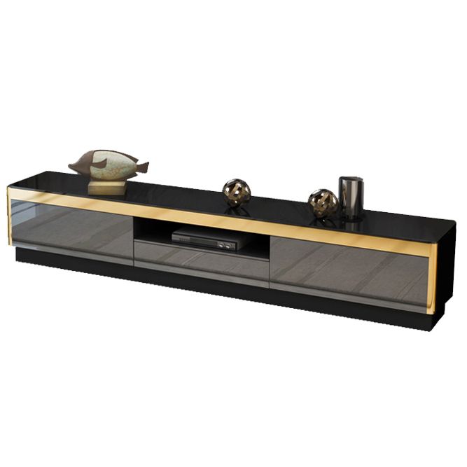 Glam TV Media Stand with Drawers and Wood Glass TV Media Console