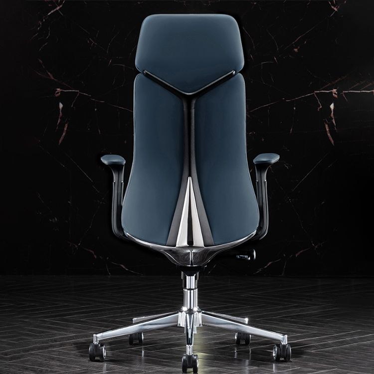 Fixed Arms Leather Office Chair Modern Adjustable Seat Height Swivel Chair with Wheels