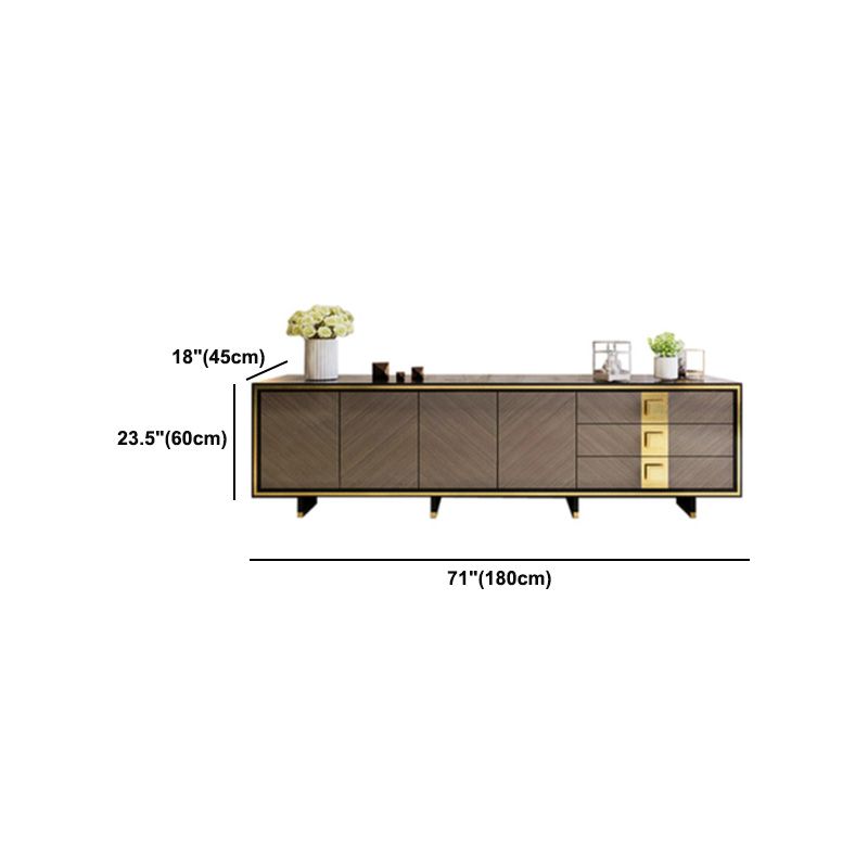 Luxury Style Rectangle TV Stand Glass Enclosed Storage TV Cabinet