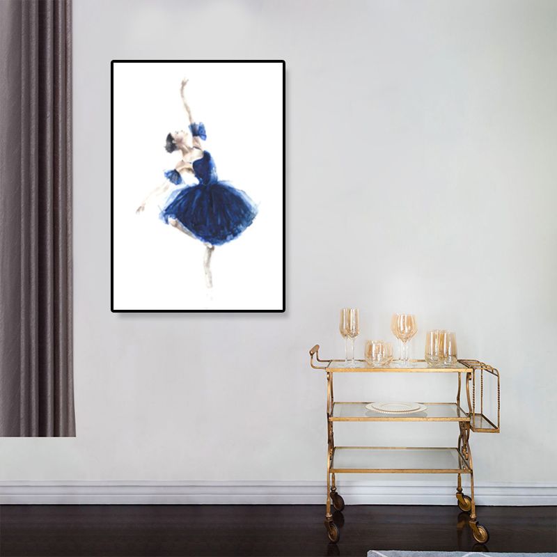 Pastel Drawing Ballet Girl Canvas Dance Nordic Textured Wall Art Print for Bedroom