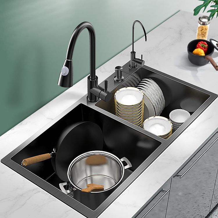 Contemporary Style Kitchen Sink Drop-In Stainless Steel Double Kitchen Sink