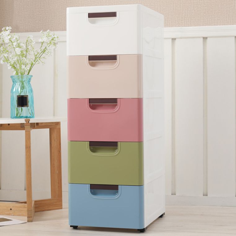 Scandinavian Vertical Kids Dresser Set Plastic Nursery Dresser with Drawers