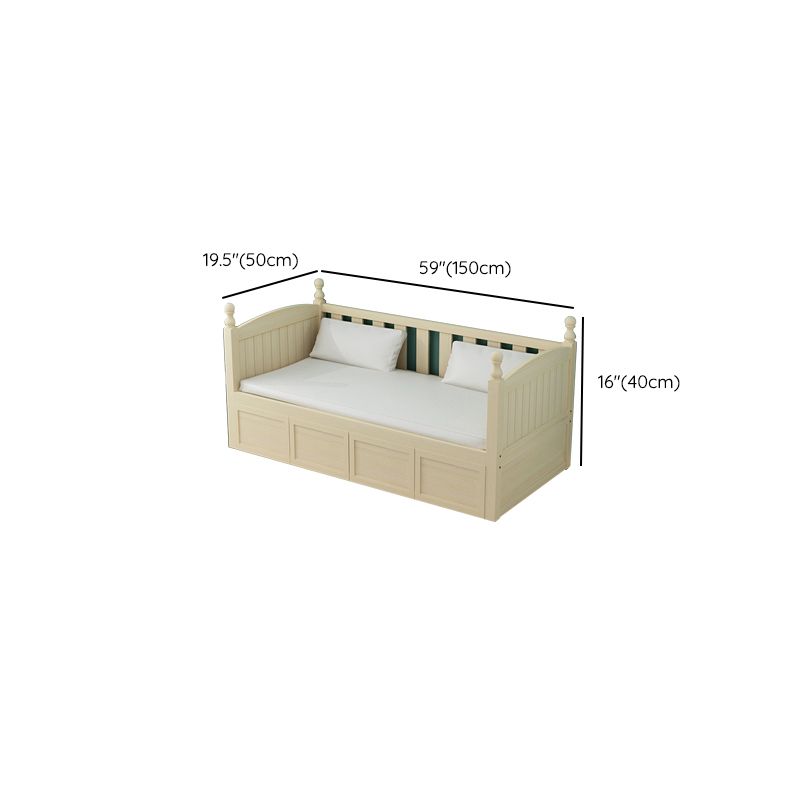 Light Wood Baby Crib Scandinavian Pine Under Crib Storage with Guardrail