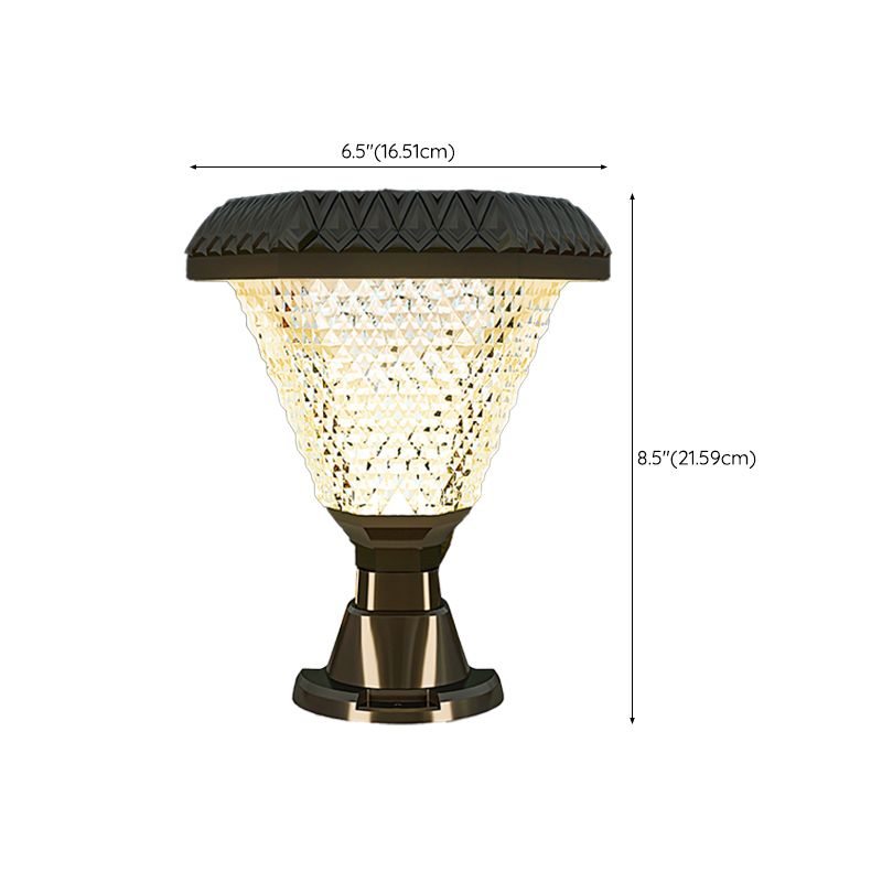 Modern Geometry Shape Solar Energy Pillar Lamp with Plastic Shade for Outdoor