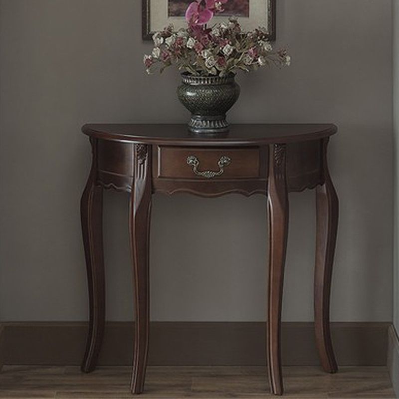 Mid-Century Modern Half Moon 4 Legs Wood Stain Resistant Console Table