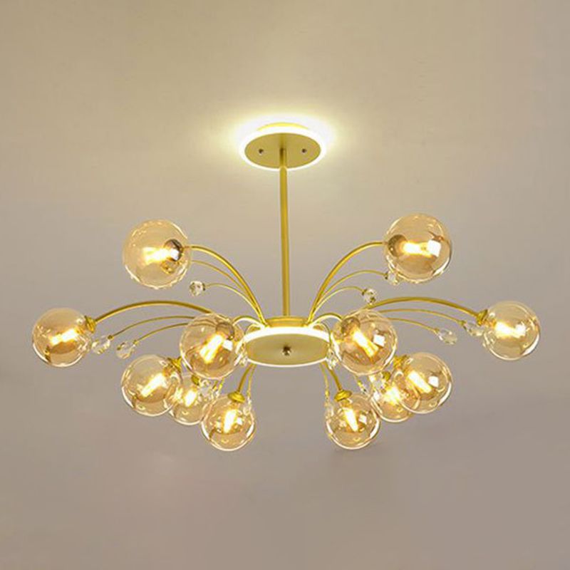 Spherical Shape Chandelier Lighting Modern Style Glass Multi Light Hanging Lamp