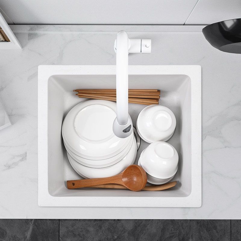 Quartz Kitchen Sink Drop-In Kitchen Sink with Basket Strainer