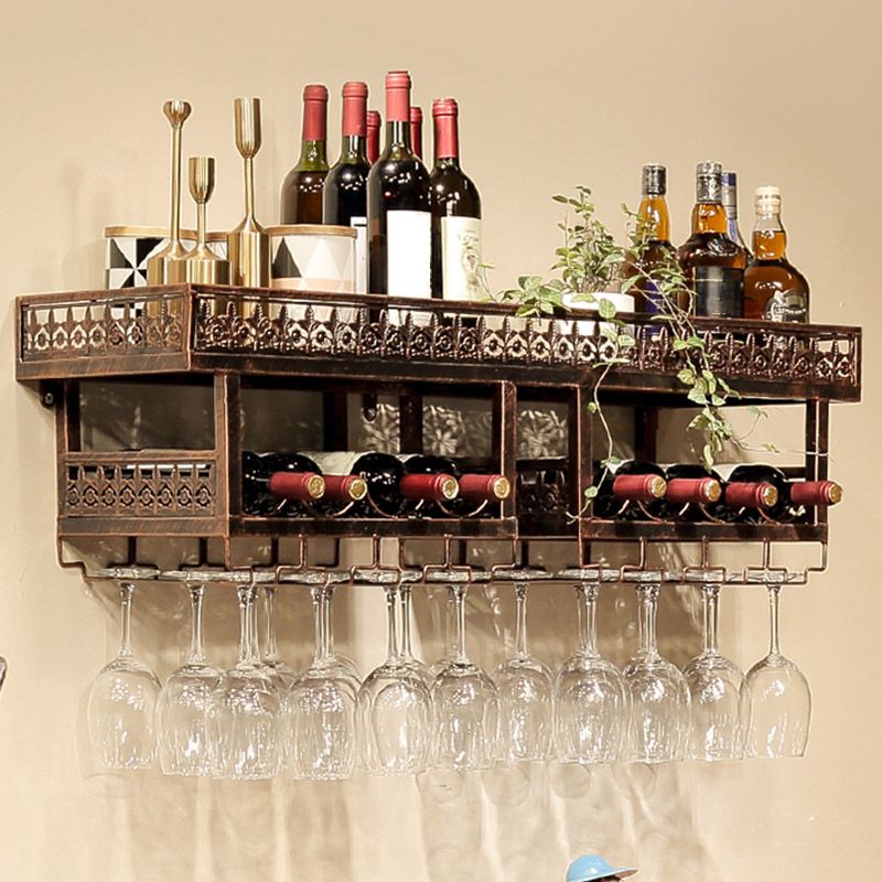 Wall Mounted Wine Rack Metal Wine Bottle & Glass Rack for Kitchen