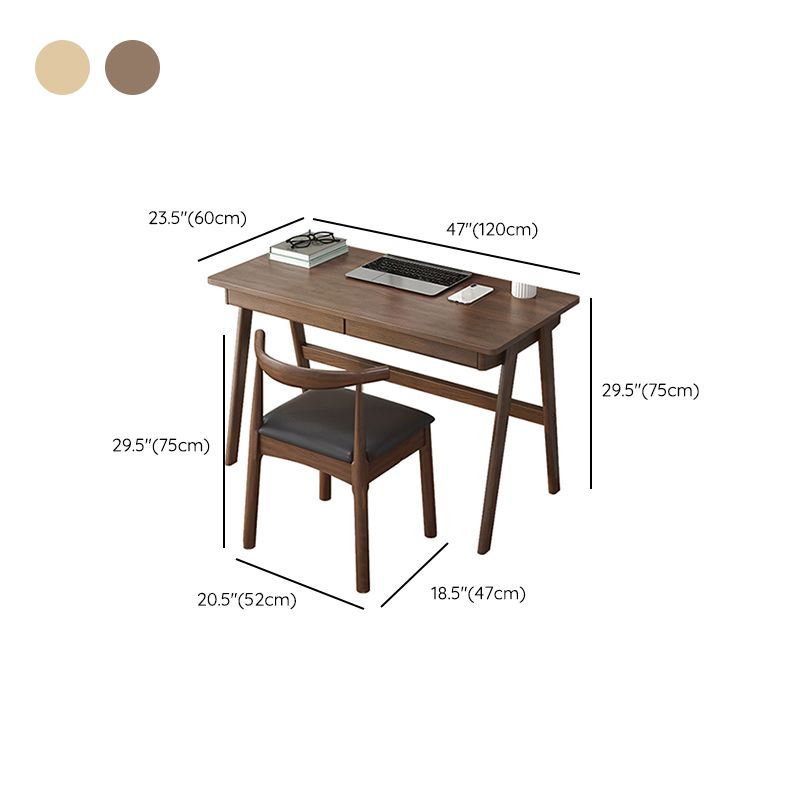 Modern Solid Wood Desk with Chair Study Desk Home Desk with Drawer Student Table