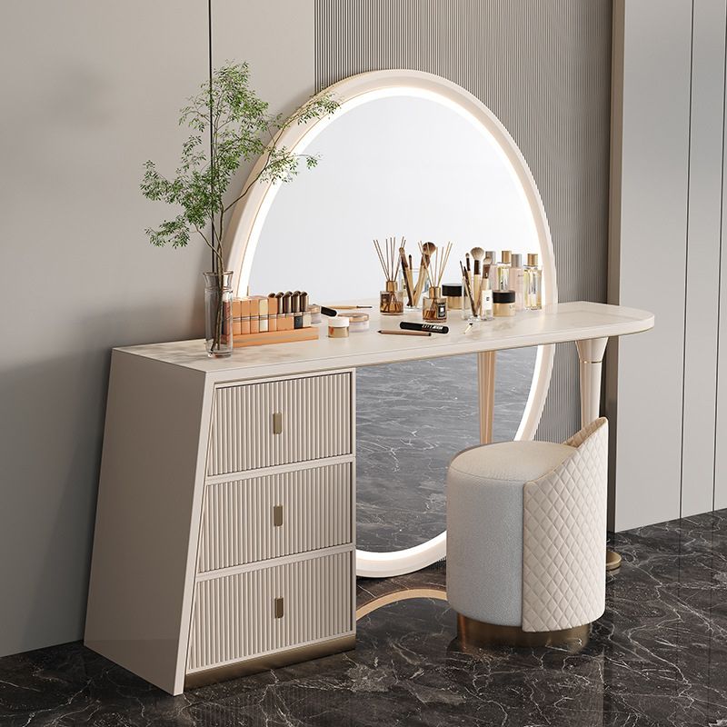 Modern with Drawer Metallic Mirror Bedroom With Stool Dressing Table