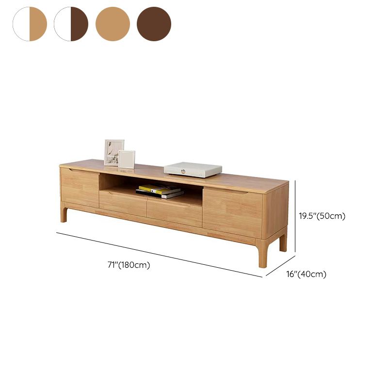 Scandinavian Media Console Solid Wood TV Console with Drawers