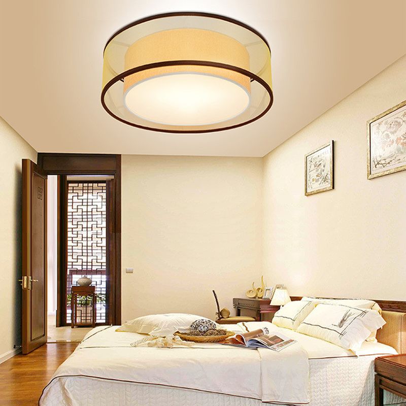 Round Shape Fabric Ceiling Light Multil Lights Ceiling Mount Light for Bedroom