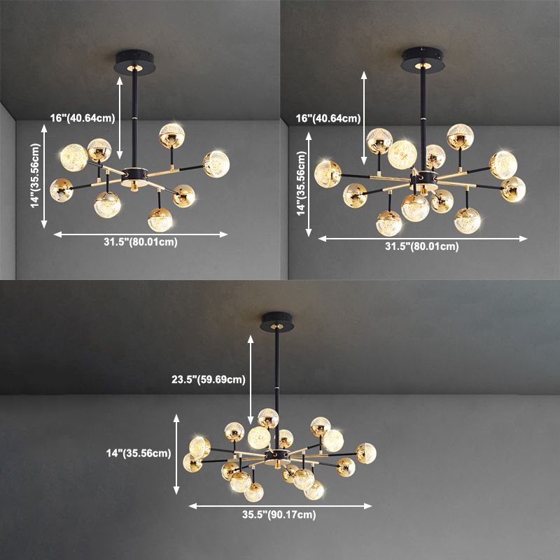 Hanging Light Fixtures Modernist Style Globe Shape Metal Chandelier Lights