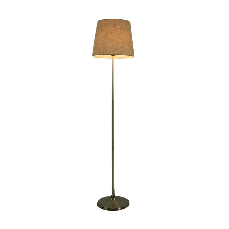 Fabric Empire Shade Floor Standing Light Minimalist 1 Head Living Room Floor Lamp in Nickel