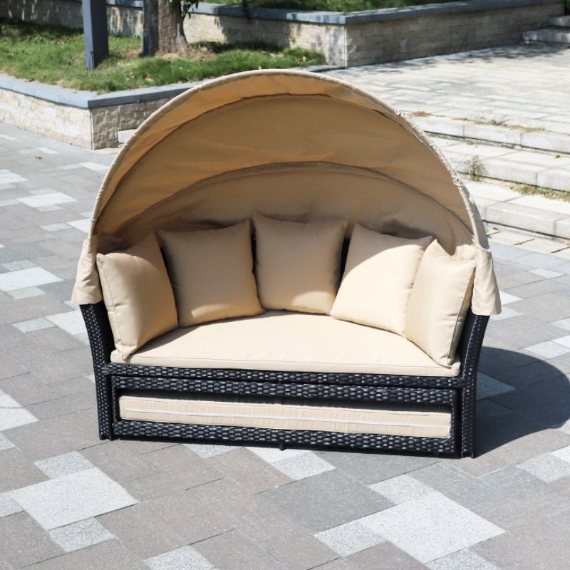 Modern Patio Daybed Metal Water Resistant Outdoor Patio Sofa with Cushions