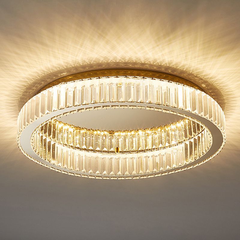 Cerchio Chiudi a Soffitto Illuminazione Moderno Cristallo LED Gold Flush Montaggio Soffitto Luce Fissaggio