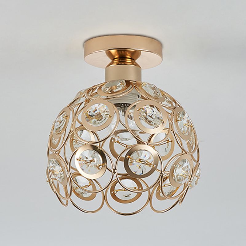 Globe Flush Ceiling Light Modern Crystal 1-Light Hallway Flush Mount Lamp