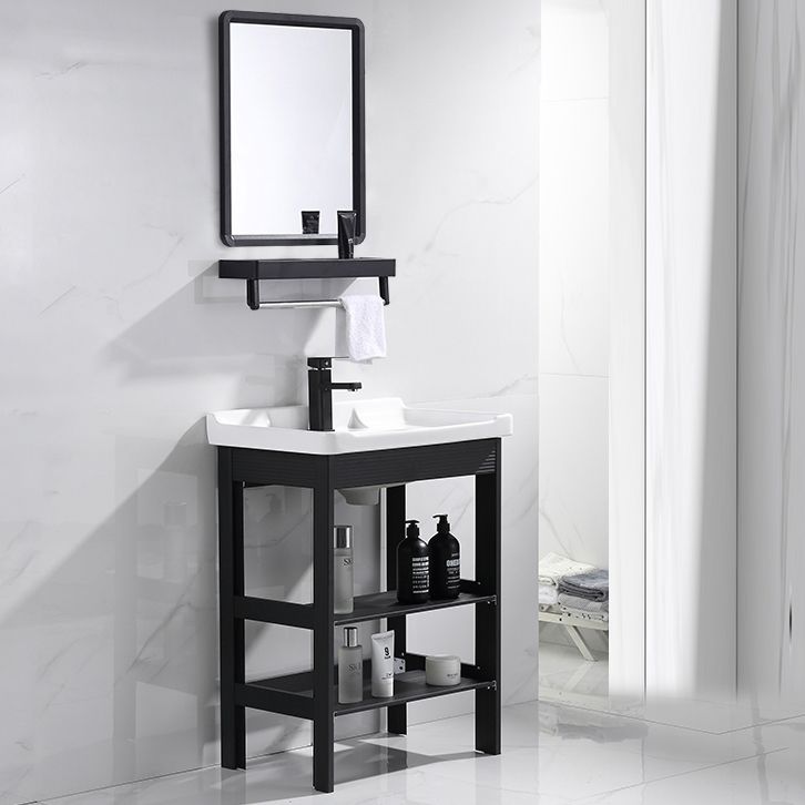 Shelving Included Vanity Metal Frame Rectangle Single Sink Freestanding Bathroom Vanity