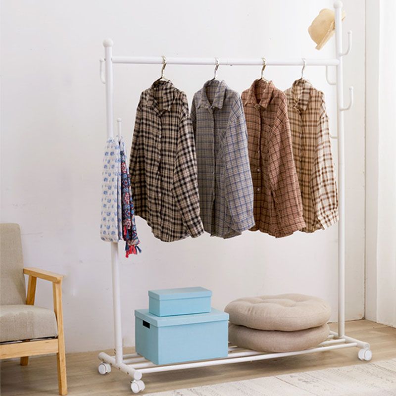 Contemporary Metal Coat Hanger Standing Storage Shelving Coat Rack with Coat Hooks