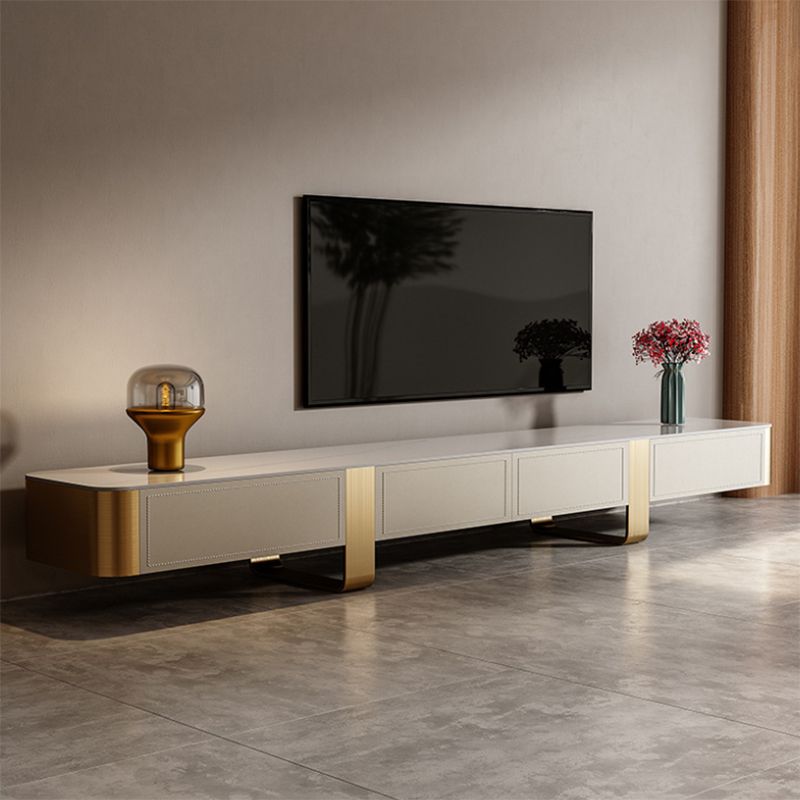 Glam Stone Media Console 4 Drawers TV Stand Console with Metal Legs