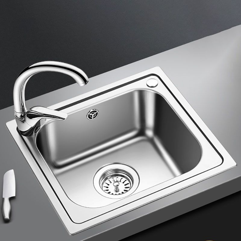 Single Bowl Kitchen Sink Stainless Steel Rectangle Sink with Drain Assembly