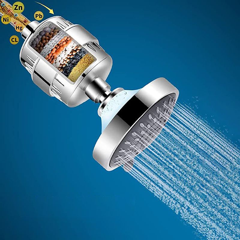 Modern Fixed Shower Head with Katalyst 4-inch Silver Wall-Mount Showerhead