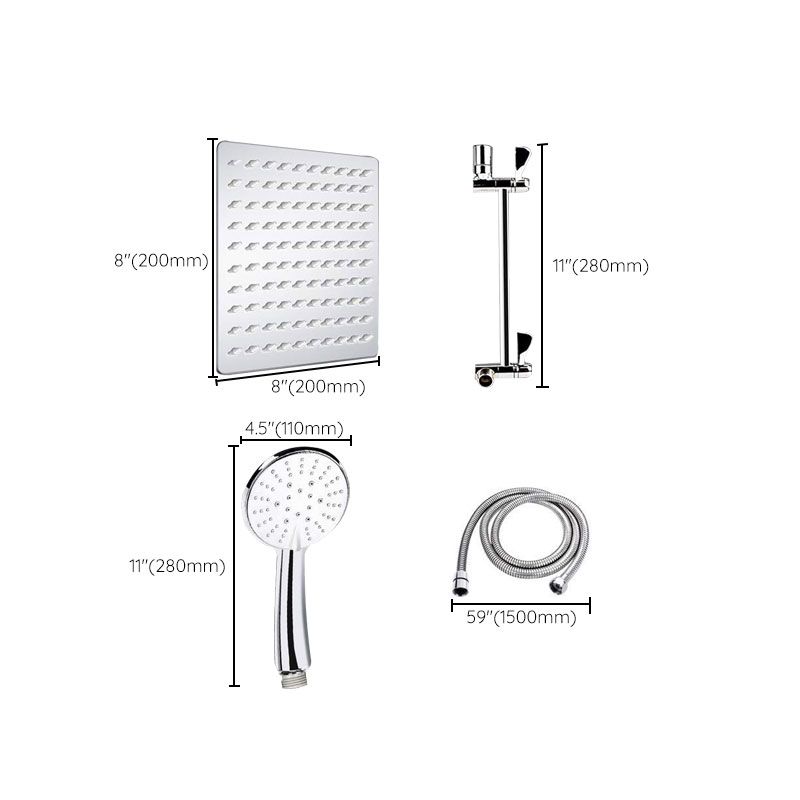 Standard Double Shower Set Round Metal Adjustable Spray Pattern Showerhead in Silver