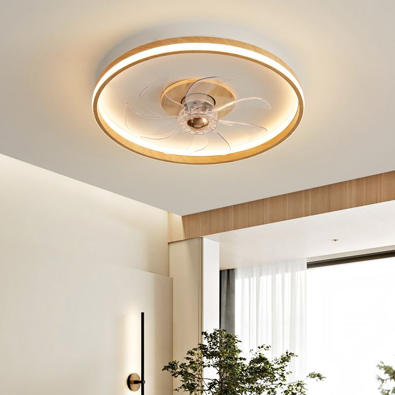 Modern Single Beige/Brown Ceiling Fan Lamp LED Ceiling Fan Light for Living Room