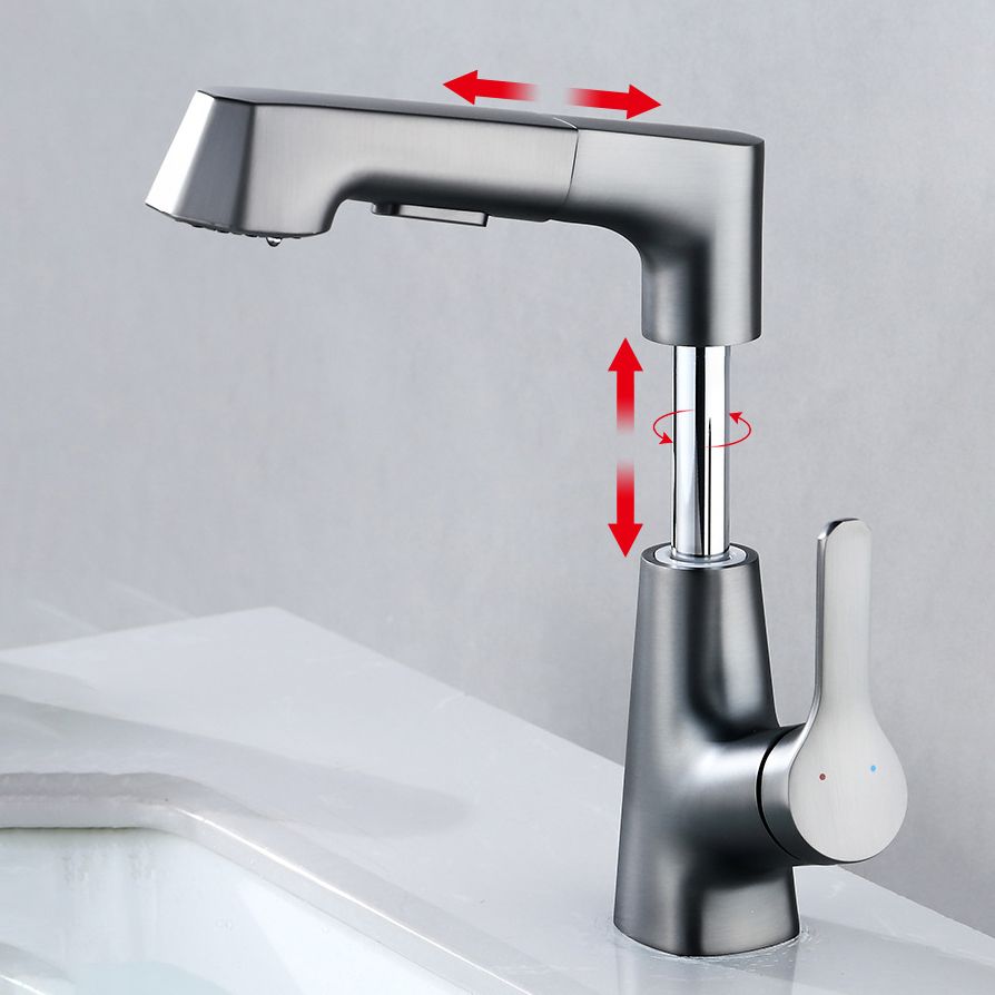 Contemporary Sink Faucet Plian Low Arc Brass Centerset Lavatory Faucet
